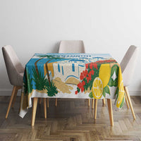 Greece Santorini Tablecloth Greek Island Blue Dome Architecture Art