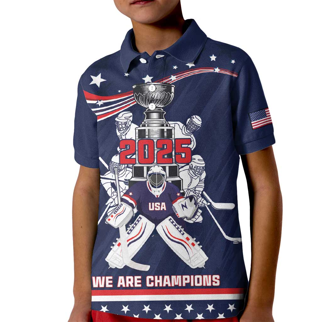 United States Ice Hockey Kid Polo Shirt USA We Are Champions 2025