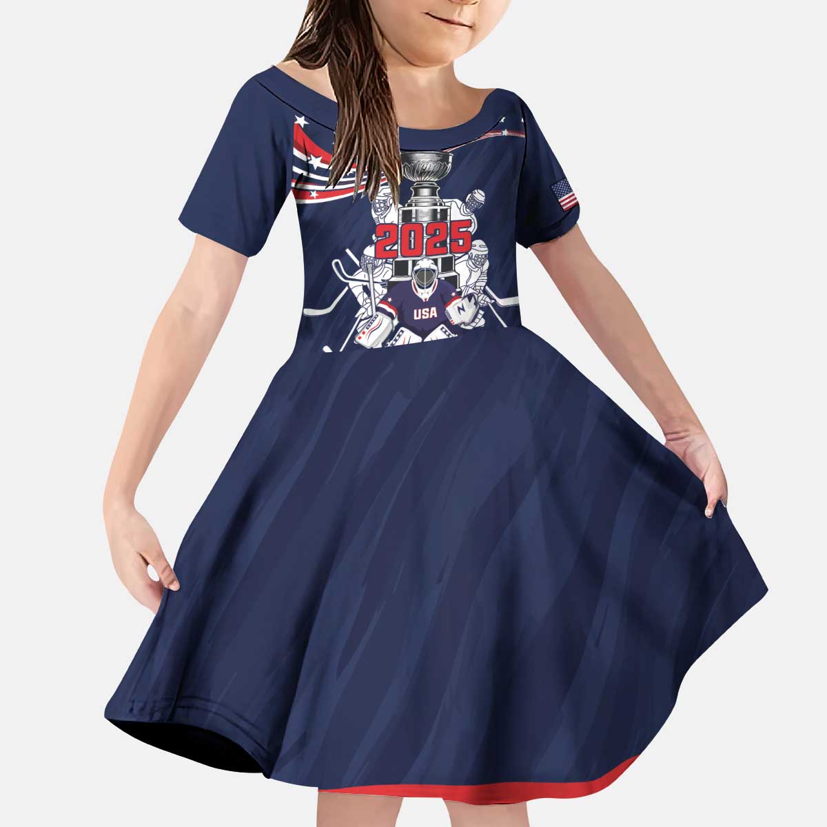 United States Ice Hockey Kid Short Sleeve Dress USA We Are Champions 2025