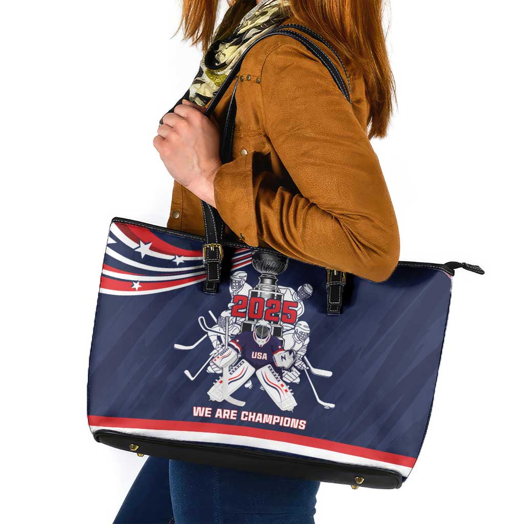 United States Ice Hockey Leather Tote Bag USA We Are Champions 2025