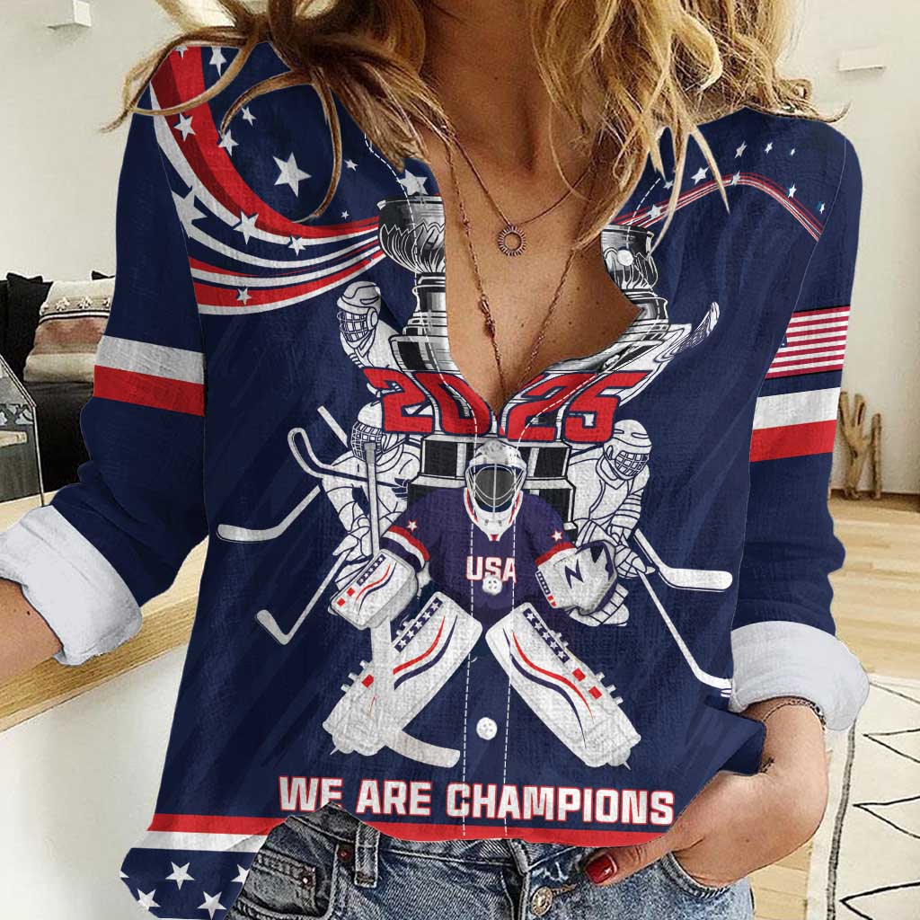 United States Ice Hockey Women Casual Shirt USA We Are Champions 2025