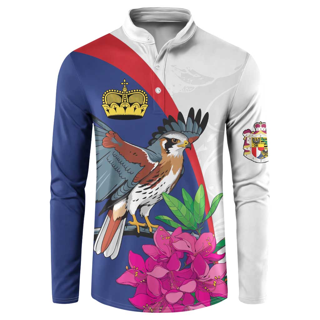 Furstentum Liechtenstein Button Sweatshirt Kestrel With Alpine Rose Flower