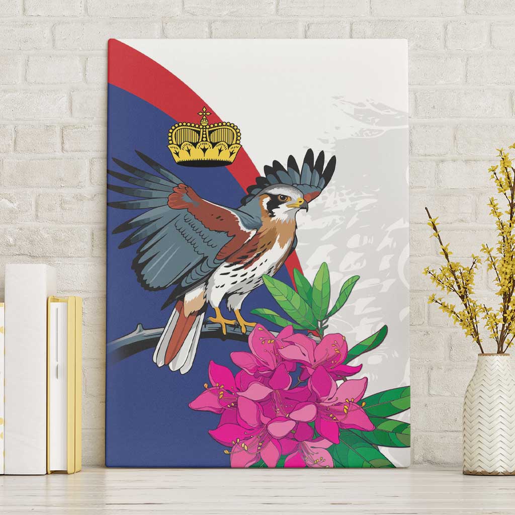 Furstentum Liechtenstein Canvas Wall Art Kestrel With Alpine Rose Flower