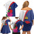 Furstentum Liechtenstein Family Matching Off Shoulder Short Dress and Hawaiian Shirt Kestrel With Alpine Rose Flower