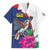 Furstentum Liechtenstein Family Matching Off Shoulder Short Dress and Hawaiian Shirt Kestrel With Alpine Rose Flower