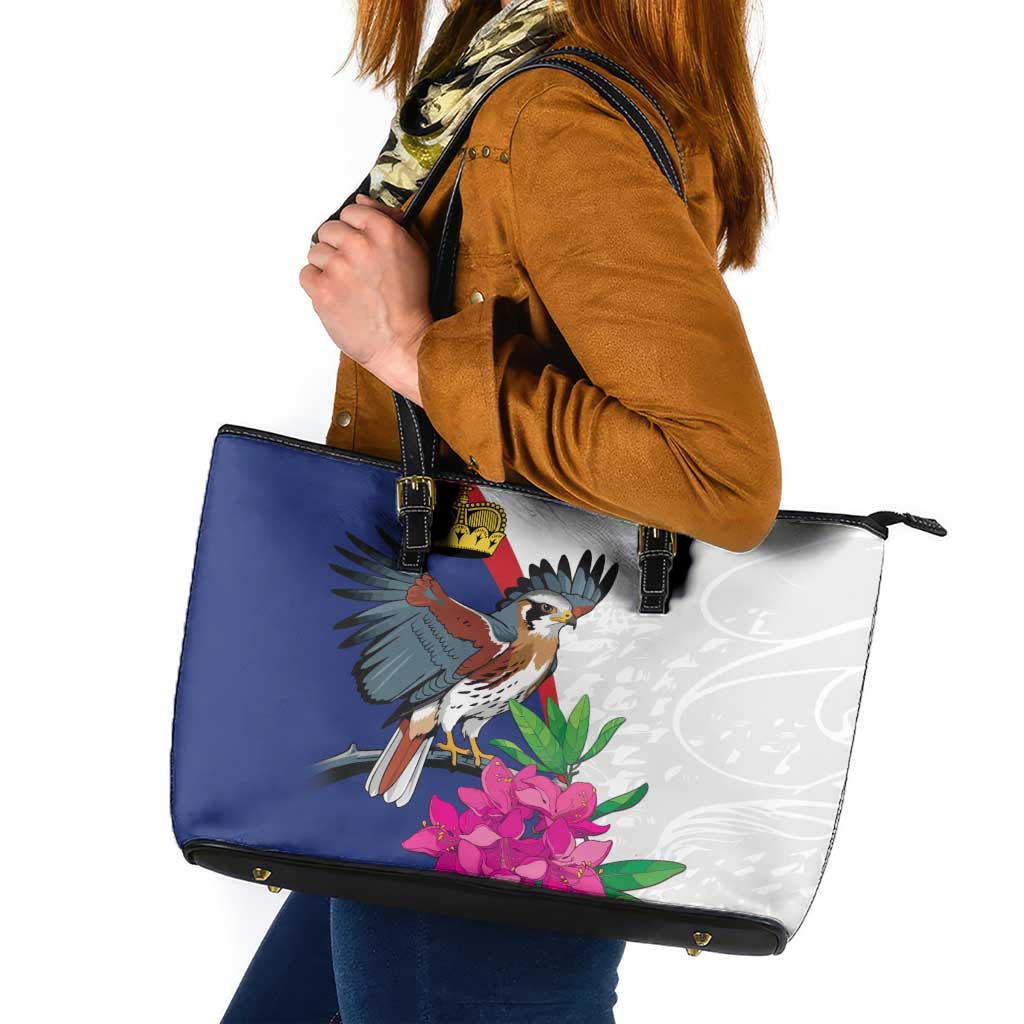 Furstentum Liechtenstein Leather Tote Bag Kestrel With Alpine Rose Flower