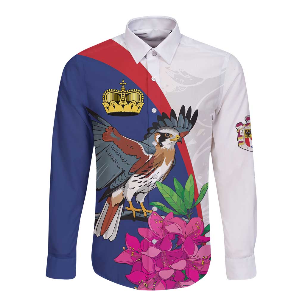 Furstentum Liechtenstein Long Sleeve Button Shirt Kestrel With Alpine Rose Flower