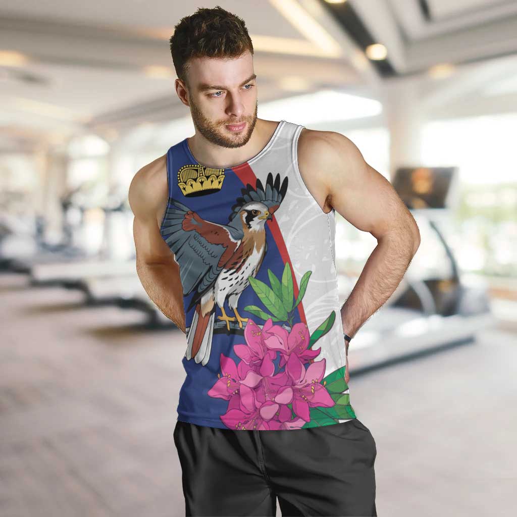 Furstentum Liechtenstein Men Tank Top Kestrel With Alpine Rose Flower