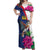 Furstentum Liechtenstein Off Shoulder Maxi Dress Kestrel With Alpine Rose Flower