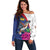 Furstentum Liechtenstein Off Shoulder Sweater Kestrel With Alpine Rose Flower