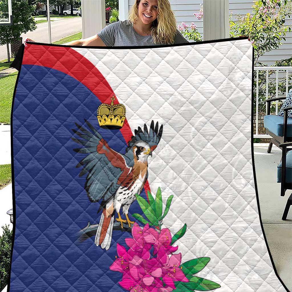 Furstentum Liechtenstein Quilt Kestrel With Alpine Rose Flower