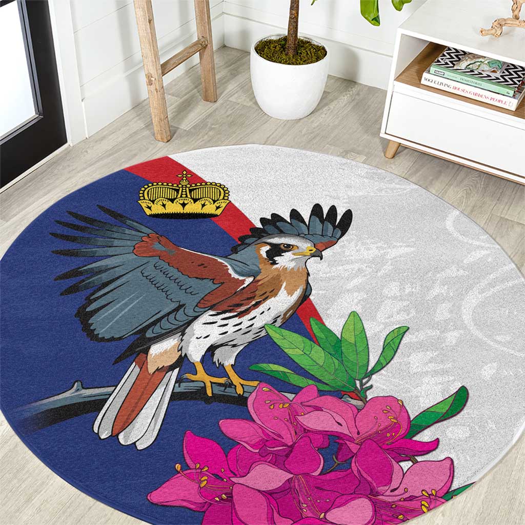 Furstentum Liechtenstein Round Carpet Kestrel With Alpine Rose Flower