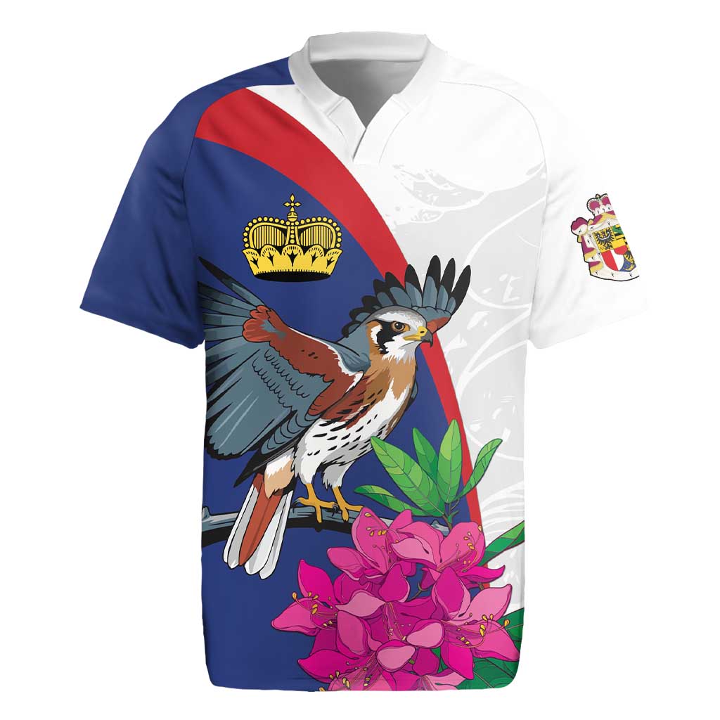 Furstentum Liechtenstein Rugby Jersey Kestrel With Alpine Rose Flower