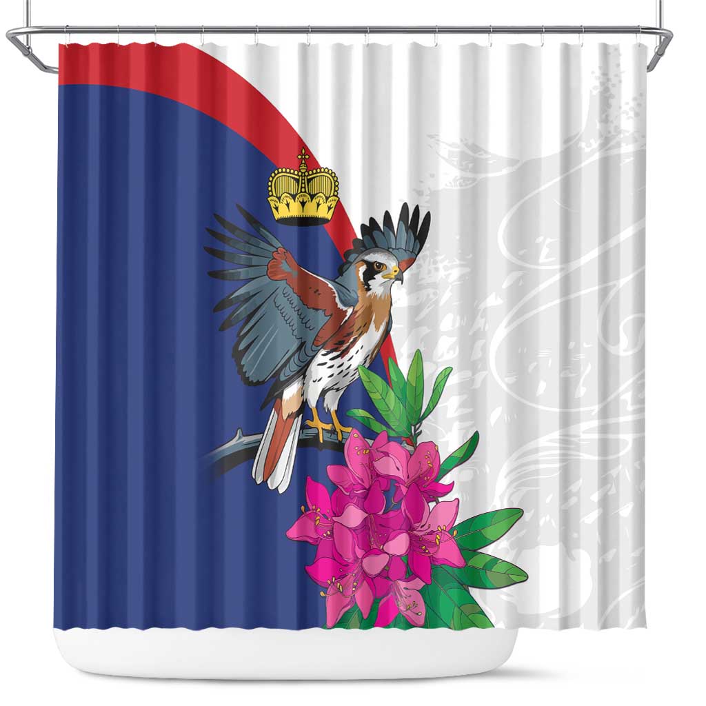 Furstentum Liechtenstein Shower Curtain Kestrel With Alpine Rose Flower