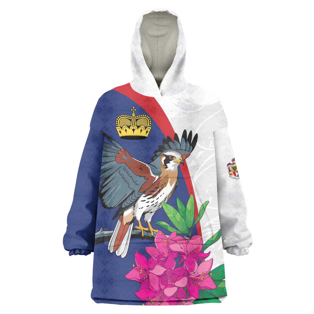 Furstentum Liechtenstein Wearable Blanket Hoodie Kestrel With Alpine Rose Flower