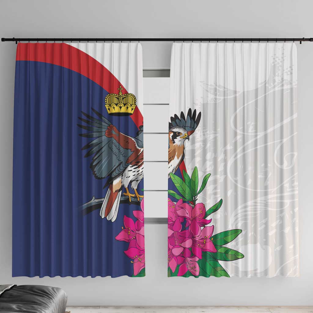 Furstentum Liechtenstein Window Curtain Kestrel With Alpine Rose Flower