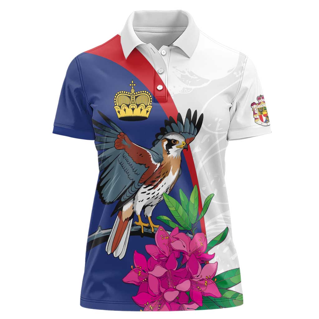 Furstentum Liechtenstein Women Polo Shirt Kestrel With Alpine Rose Flower