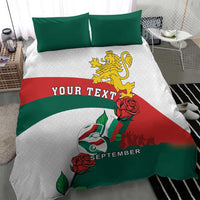 Personalized Bulgaria Unification Day Bedding Set Lion Rampant Red Rose