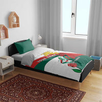 Personalized Bulgaria Unification Day Bedding Set Lion Rampant Red Rose