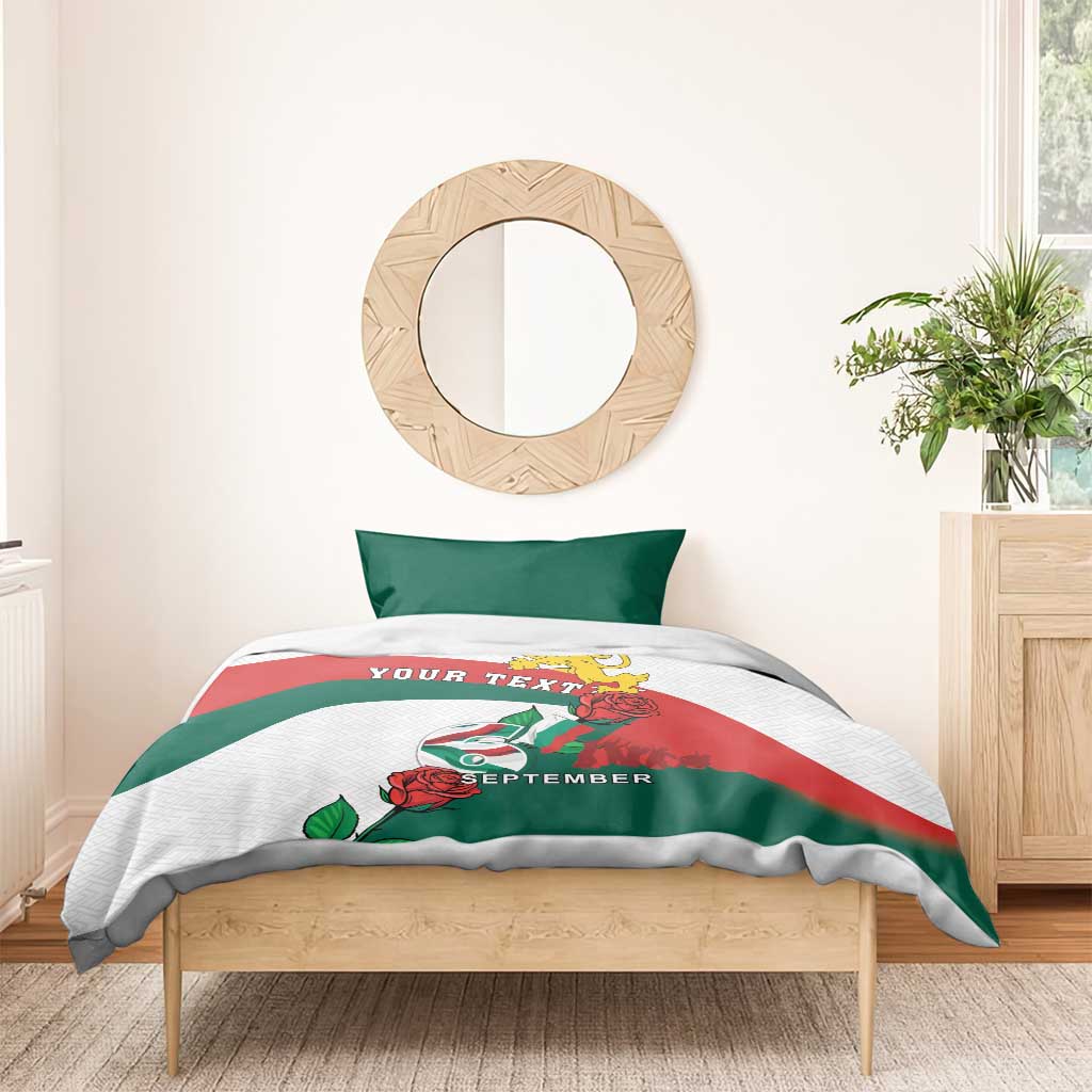 Personalized Bulgaria Unification Day Bedding Set Lion Rampant Red Rose