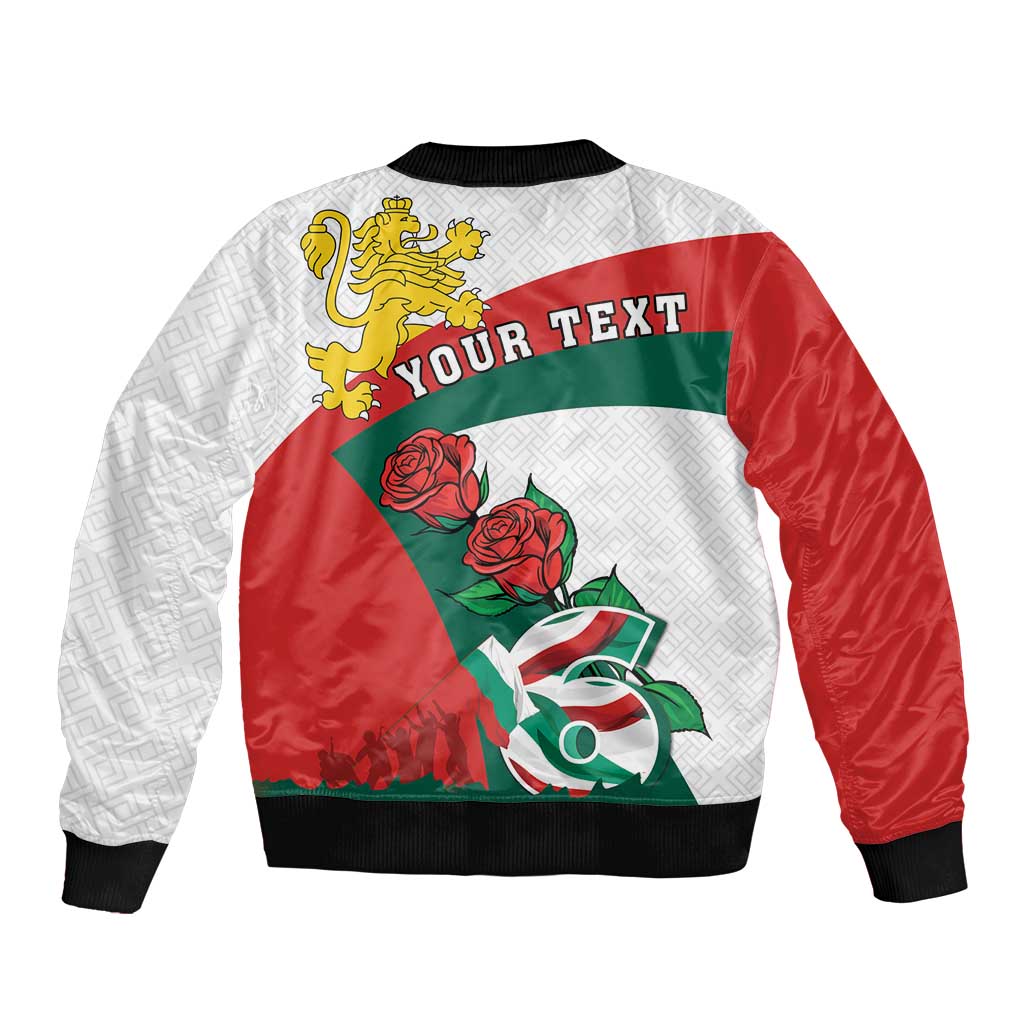 Personalized Bulgaria Unification Day Bomber Jacket Lion Rampant Red Rose