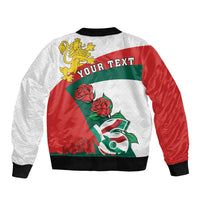 Personalized Bulgaria Unification Day Bomber Jacket Lion Rampant Red Rose
