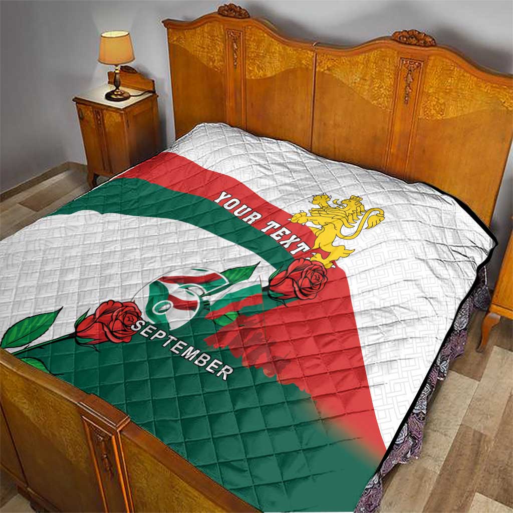Personalized Bulgaria Unification Day Quilt Lion Rampant Red Rose