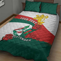 Personalized Bulgaria Unification Day Quilt Bed Set Lion Rampant Red Rose