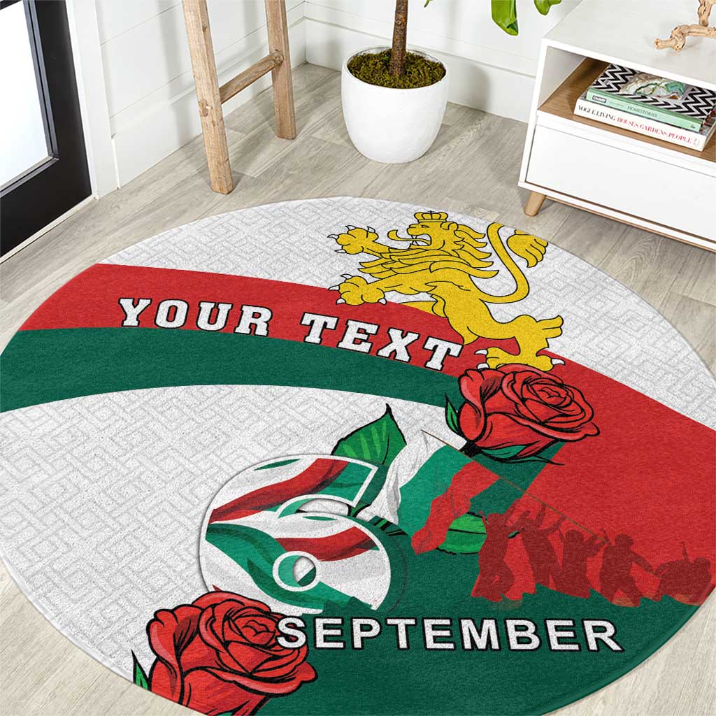 Personalized Bulgaria Unification Day Round Carpet Lion Rampant Red Rose