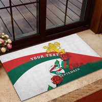 Personalized Bulgaria Unification Day Rubber Doormat Lion Rampant Red Rose