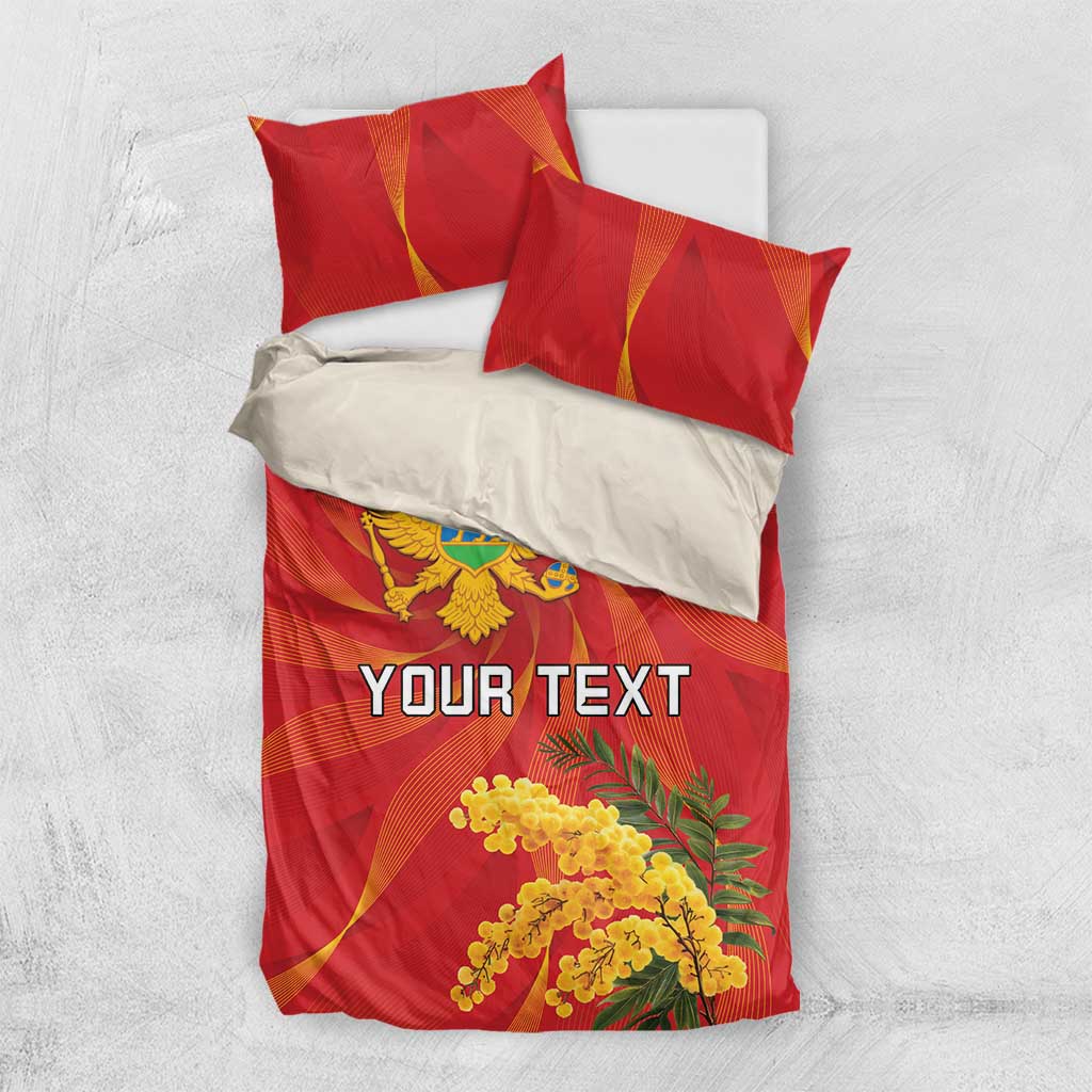 Personalized Montenegro Independence Day Bedding Set Coat Of Arms With Mimoza