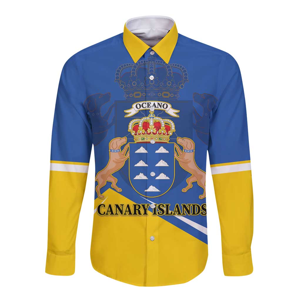 Personalized Dia de Canarias Long Sleeve Button Shirt Las Islas Afortunadas