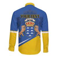 Personalized Dia de Canarias Long Sleeve Button Shirt Las Islas Afortunadas