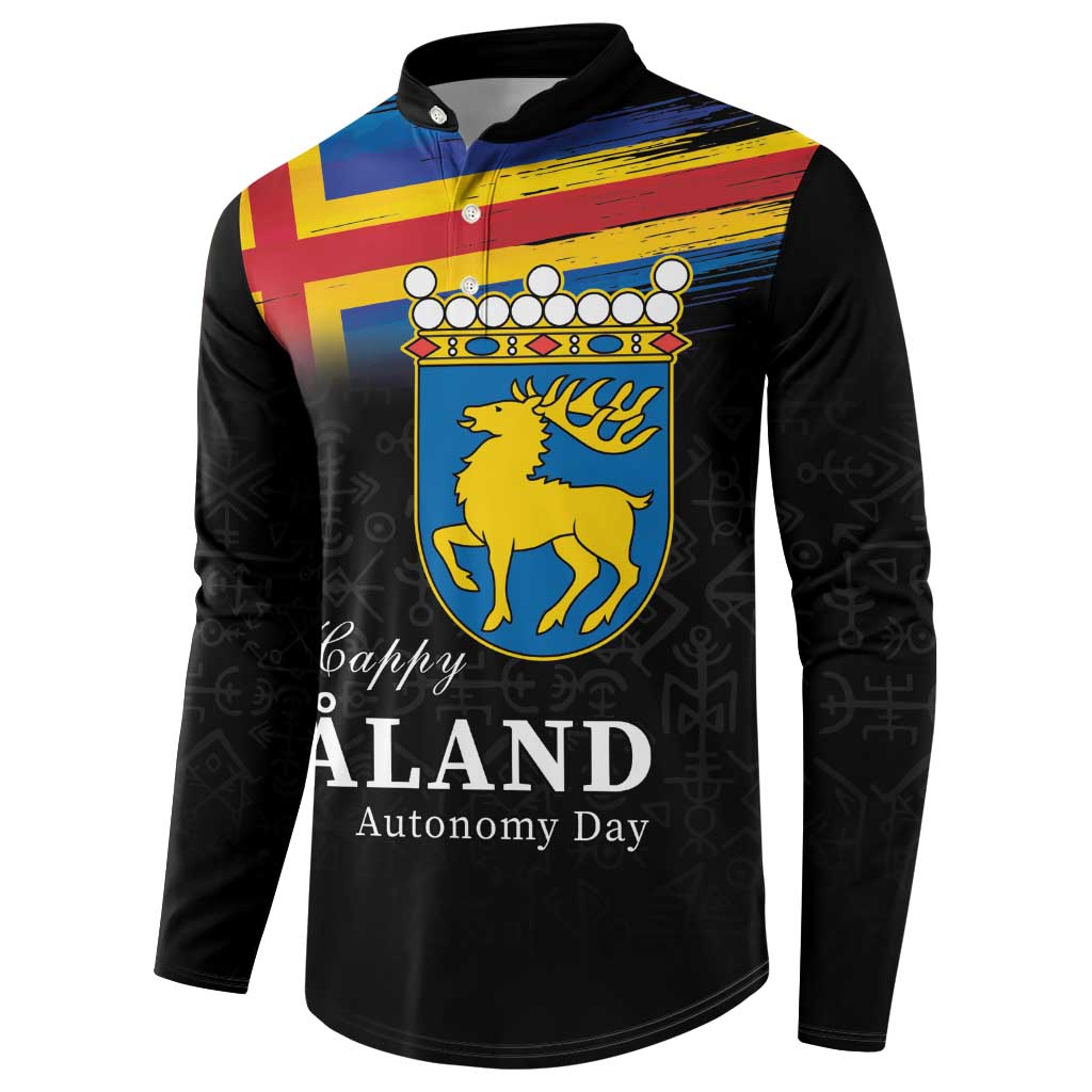 Happy Aland's Autonomy Day Button Sweatshirt Coat Of Arms