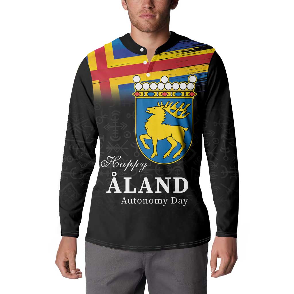 Happy Aland's Autonomy Day Button Sweatshirt Coat Of Arms