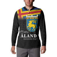 Happy Aland's Autonomy Day Button Sweatshirt Coat Of Arms