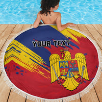 Personalized Romania Flag Day Beach Blanket Royal Eagle Patriotic Heritage