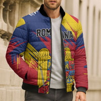 Personalized Romania Flag Day Bomber Puffer Jacket Royal Eagle Patriotic Heritage
