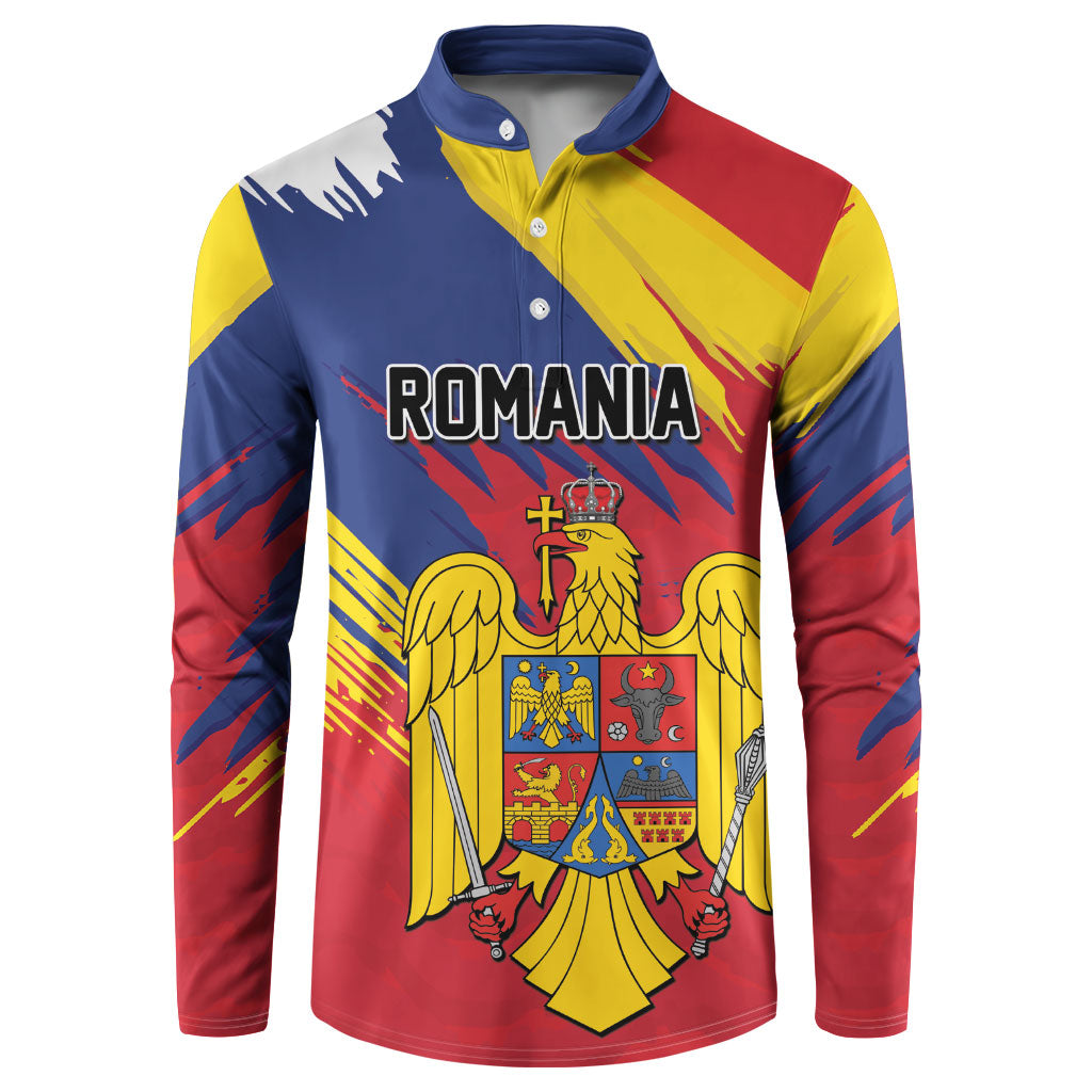 Personalized Romania Flag Day Button Sweatshirt Royal Eagle Patriotic Heritage