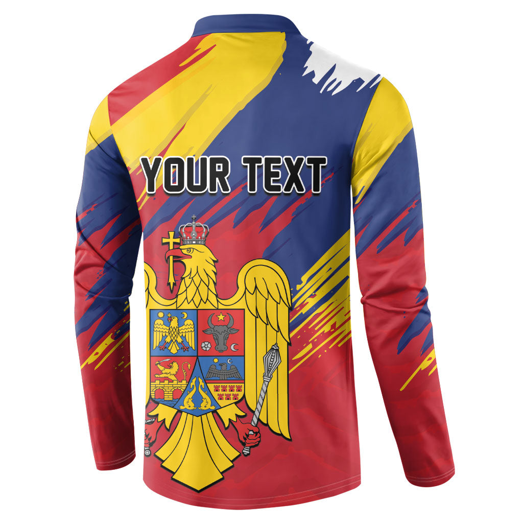 Personalized Romania Flag Day Button Sweatshirt Royal Eagle Patriotic Heritage
