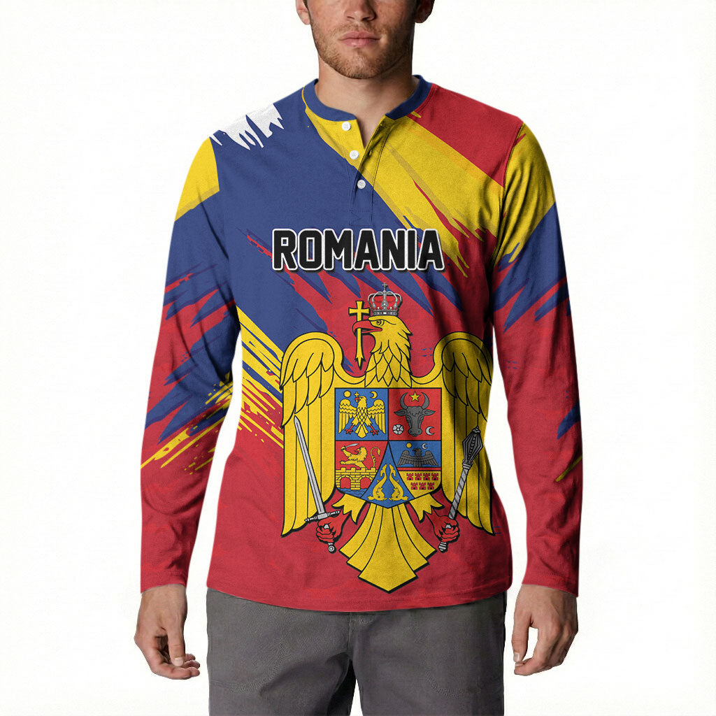 Personalized Romania Flag Day Button Sweatshirt Royal Eagle Patriotic Heritage