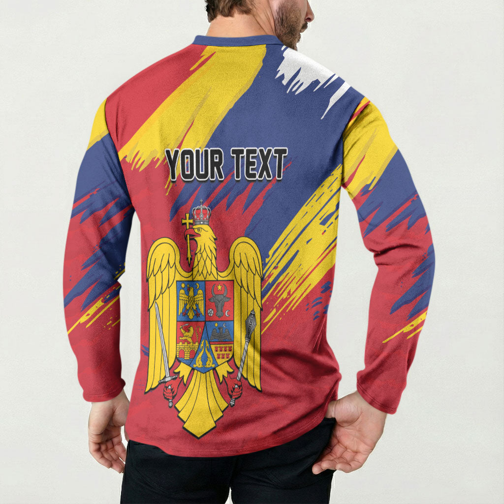 Personalized Romania Flag Day Button Sweatshirt Royal Eagle Patriotic Heritage