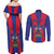 Personalized Haiti Coat Of Arms Couples Matching Off Shoulder Maxi Dress and Long Sleeve Button Shirt With Flag Color - Wonder Print Shop