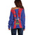 Personalized Haiti Coat Of Arms Off Shoulder Sweater With Flag Color - Wonder Print Shop