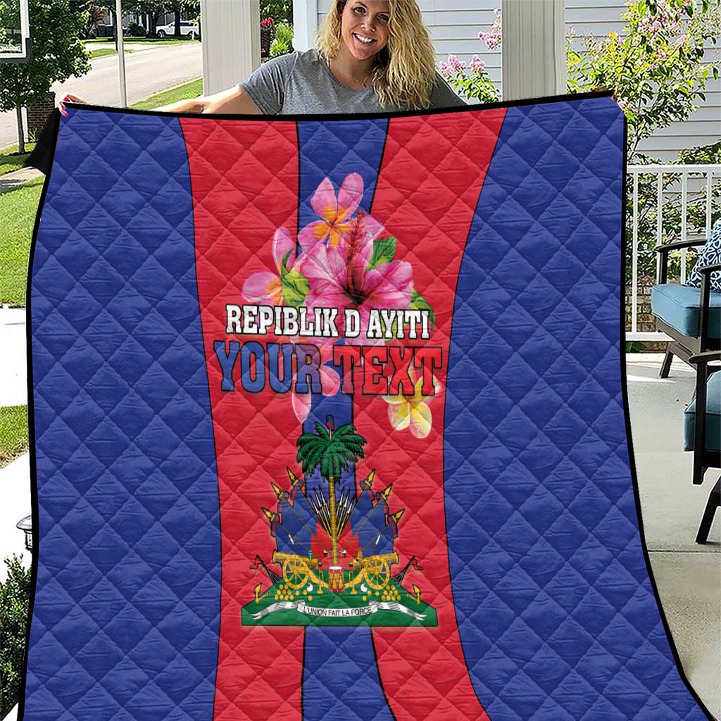 Personalized Haiti Coat Of Arms Quilt With Flag Color