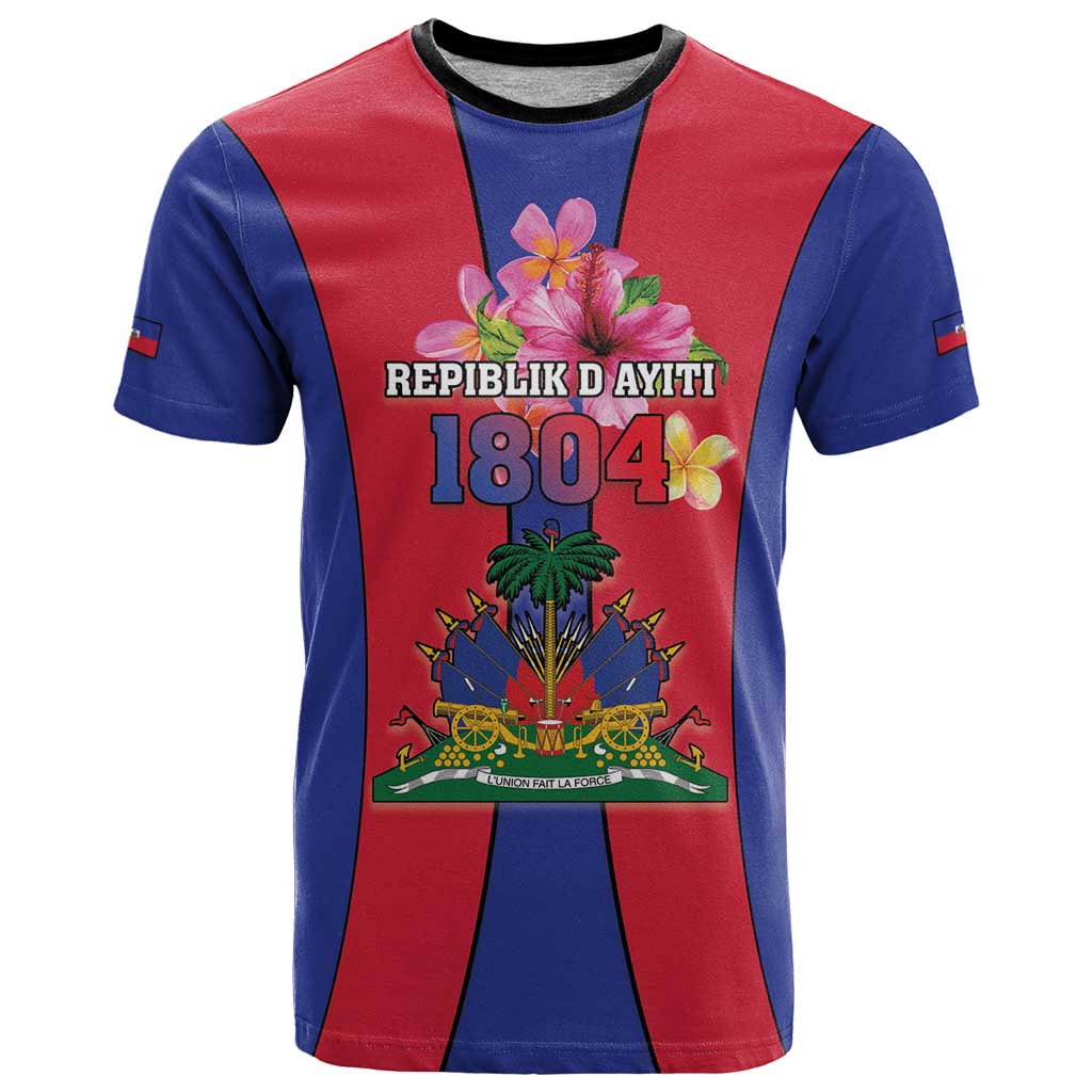 Personalized Haiti Coat Of Arms T Shirt With Flag Color - Wonder Print Shop