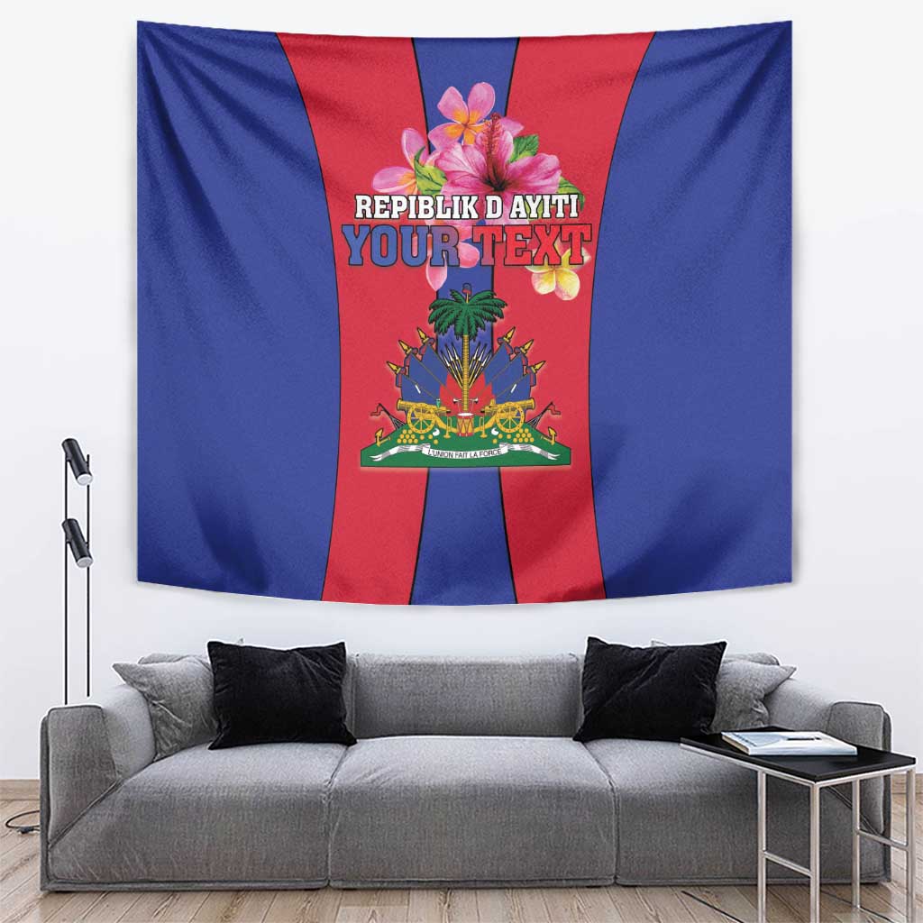 Personalized Haiti Coat Of Arms Tapestry With Flag Color