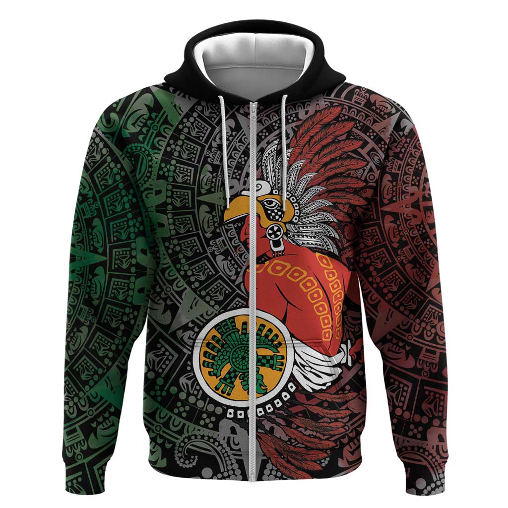 Personalized Mexican Tribal Aztec Warriors Zip Hoodie Aztec Sun God - Wonder Print Shop