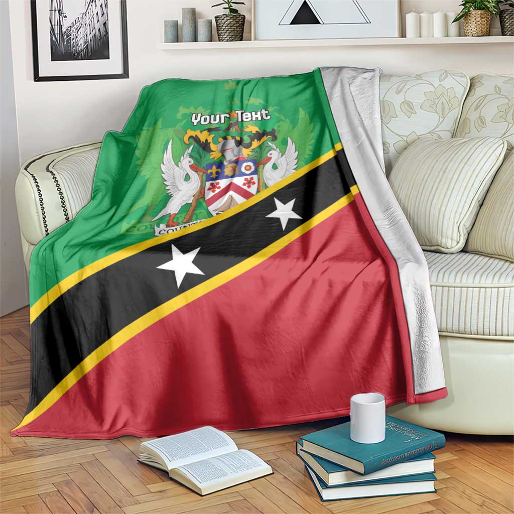 Green, black and red flag blanket with crest, stars, and diagonal stripe design