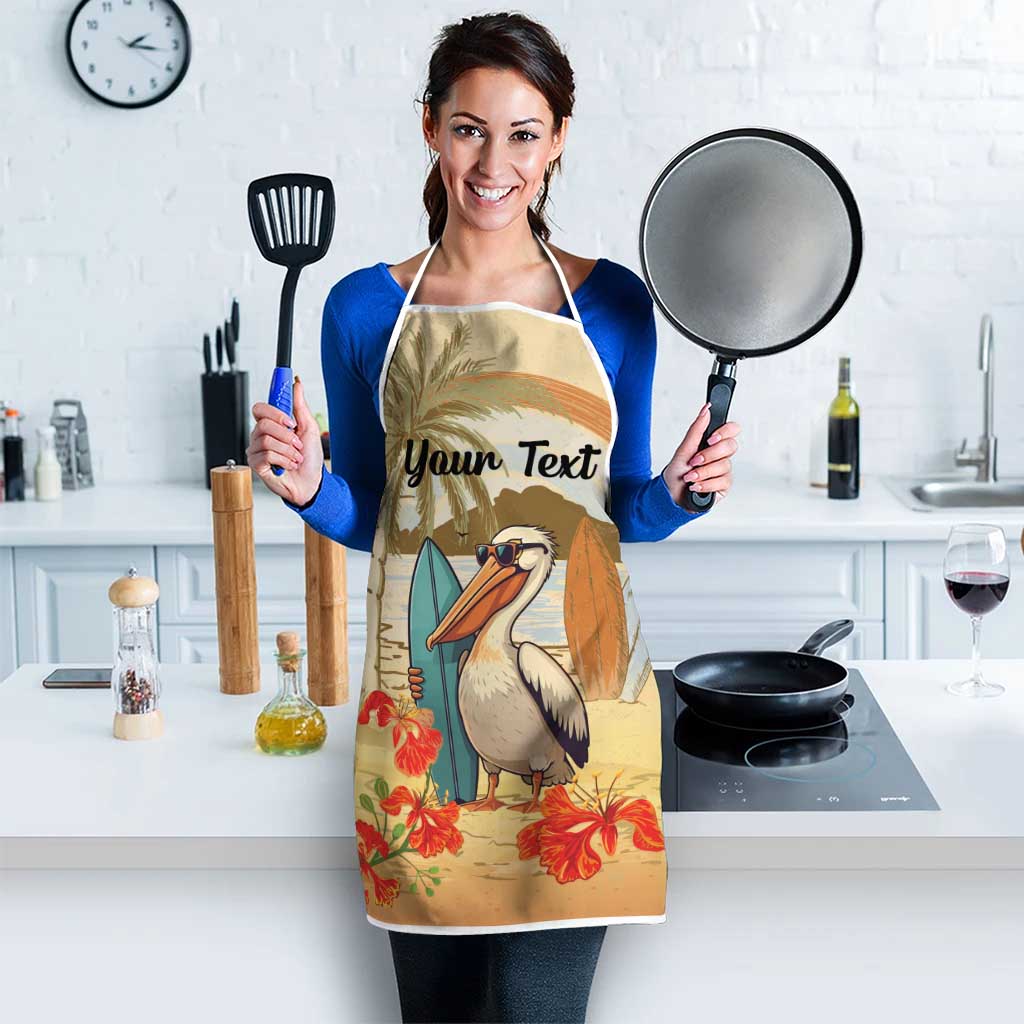 Personalized Saint Kitts And Nevis Apron Brown Pelican Beach Vibe - Wonder Print Shop